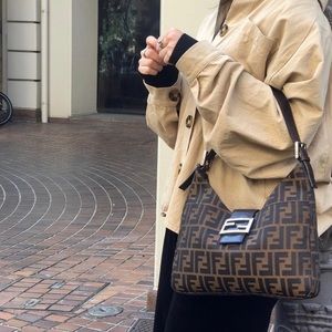 Vintage Fendi Baguette Mama Zucca Print in Tobacco